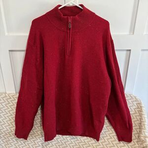 Jos. A. Bank Men's Lambs Wool Blend 1/4 Zip Pullover Sweater Red Size XXL